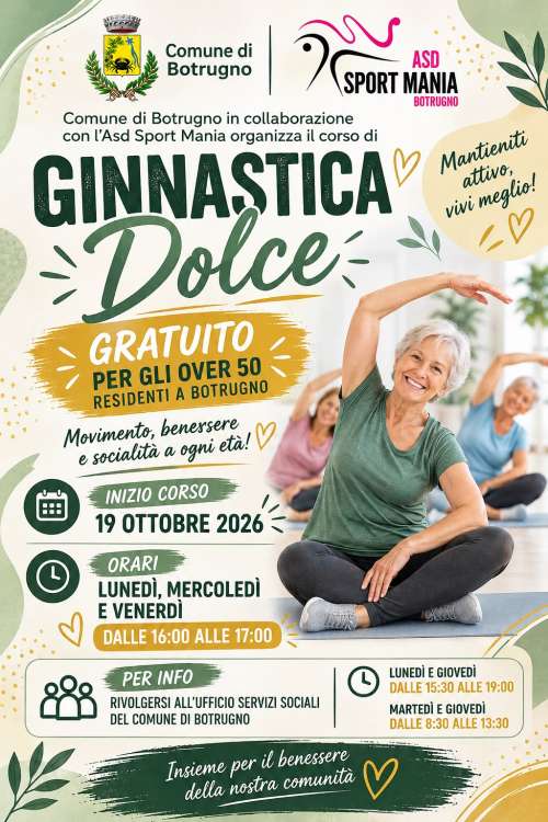 CORSO DI GINNASTICA DOLCE PER CITTADINI E CITTADINE OVER 50