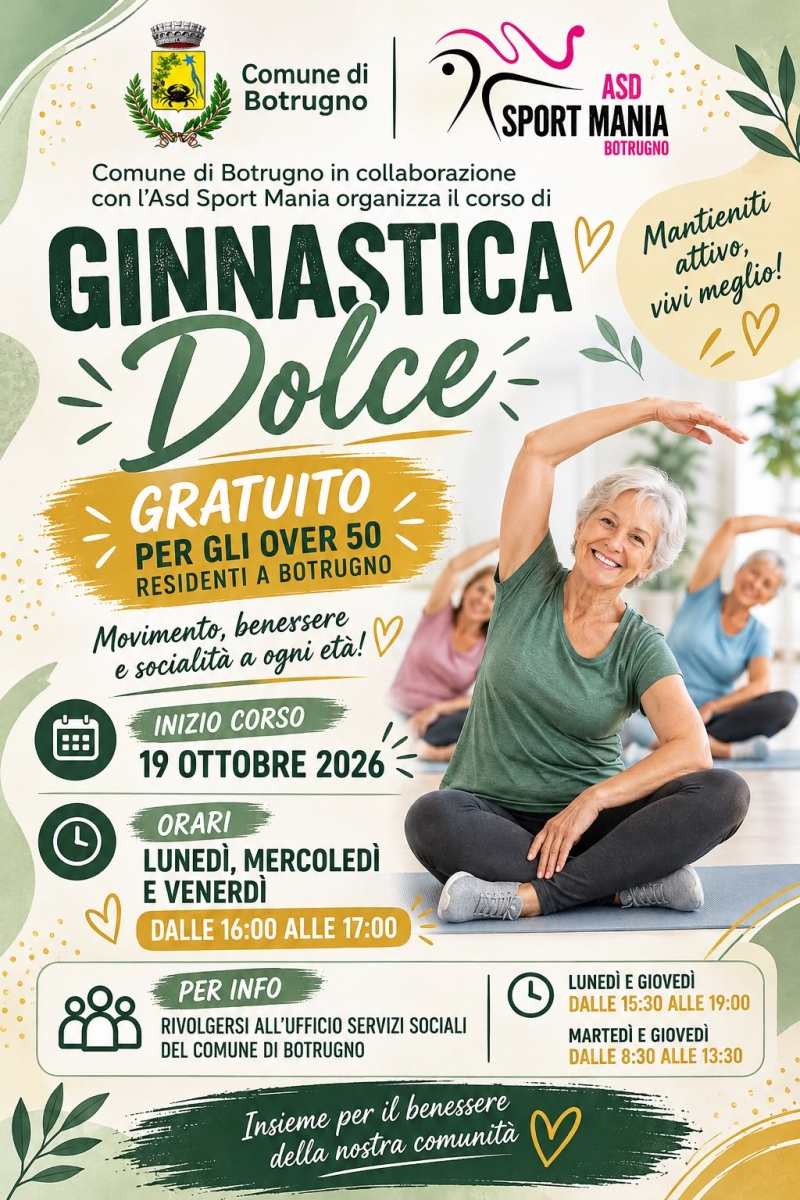 CORSO DI GINNASTICA DOLCE PER CITTADINI E CITTADINE OVER 50